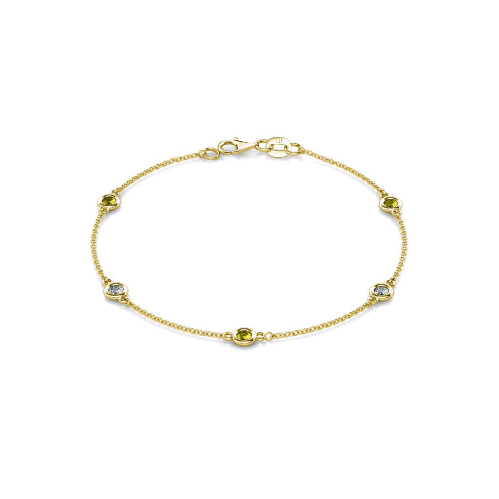 Aizza 0.78 ctw Yellow Diamond and Lab Grown Diamond (3.50 mm) Station Bracelet 